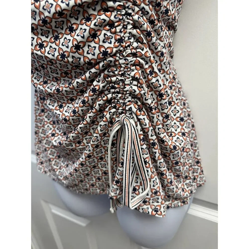 Max Studio Top Womens X-Small White Blouse Shirt Ruched Wrap Knit Career New - Picture 6 of 13